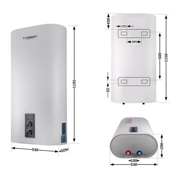 Водонагрівач електричний Thermo Alliance 100 л плоский вертикальний, сухий ТЕН 2 кВт (0,8+1,2) 2529511671 фото