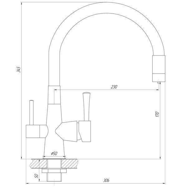 Змішувач для кухні під осмос Globus Lux LAZER GLLR-0903-11-GRAPHITE 22996 фото