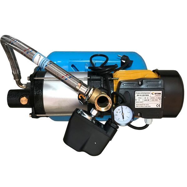 Насосна станція Optima MH-N1100 INOX-24 1,1кВт багатоступ,, нерж,колеса, на гребінці 13512 фото
